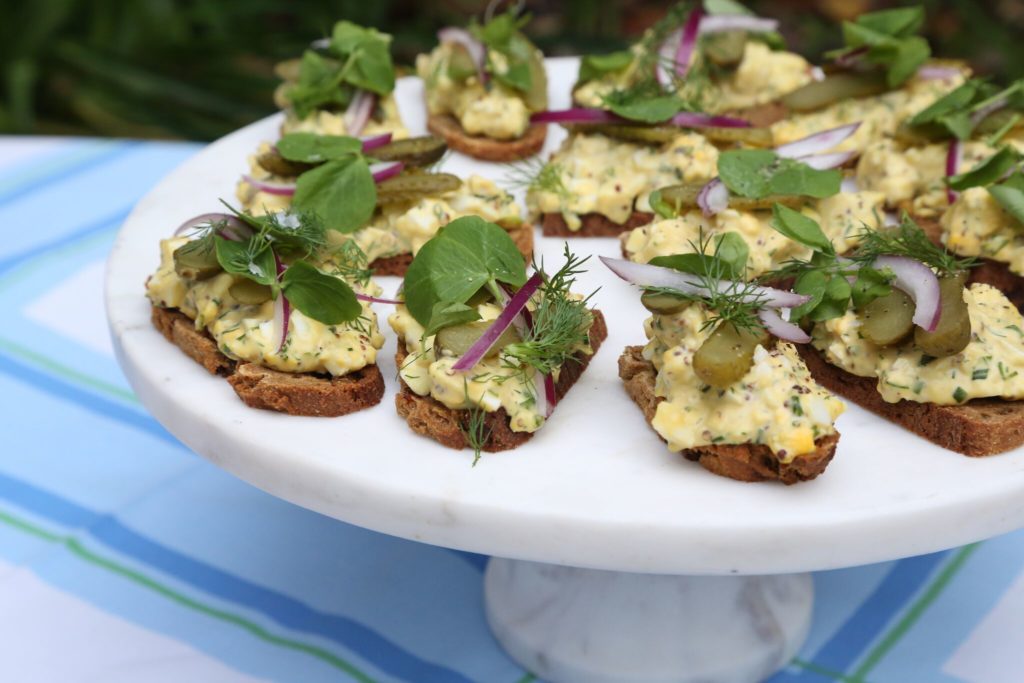 Gluten Free Tea Sandwiches recipe featured by top LA lifestyle blog, Pretty Little Shopper: Herbed-Egg-Salad Tartines
