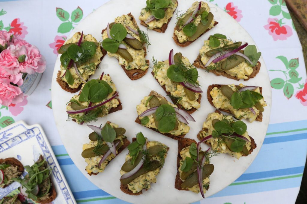 Gluten Free Tea Sandwiches recipe featured by top LA lifestyle blog, Pretty Little Shopper: Herbed-Egg-Salad Tartines