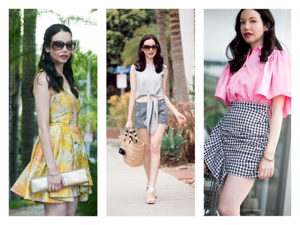 5 Classic Spring Essentials You Need featured by top LA fashion blog, Pretty Little Shoppers: Floral Dress, Straw Tote Bag, Gingham Romper