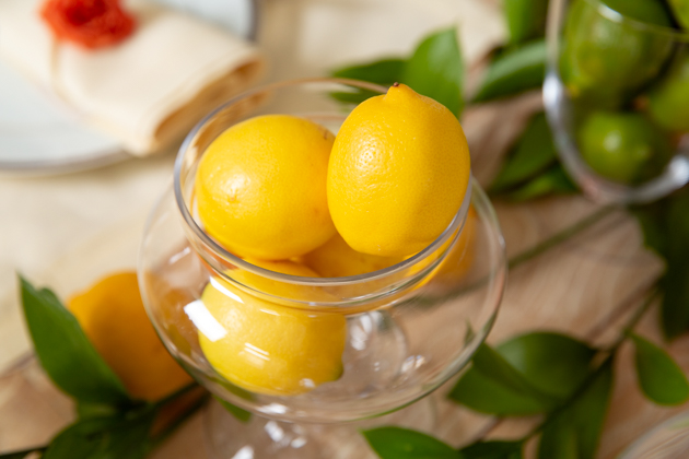 Spring Citrus Tablescape, Lemons, Apothecary Jar