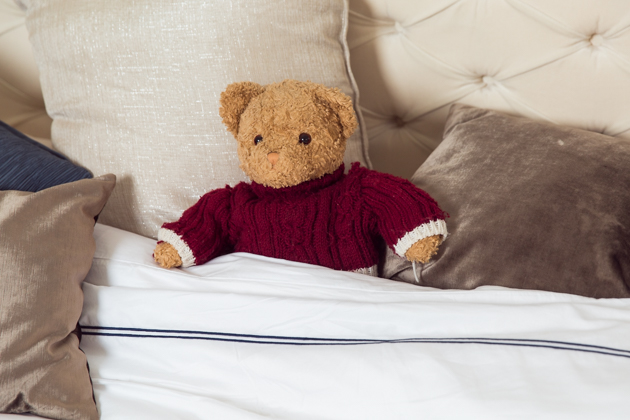 A Royal Night's Sleep with Crown Goose Bedding, Cute Teddy Bear, Home Decor