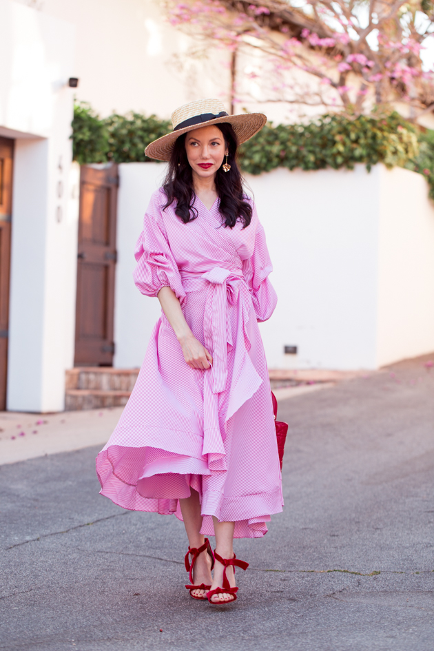 Vacay Worthy Striped Dress, JJ's House, Lady Dior Bag, Lack of Color Boater Hat, Shoes of Prey Sandals, Kate Spade Earrings, Spring Fashion