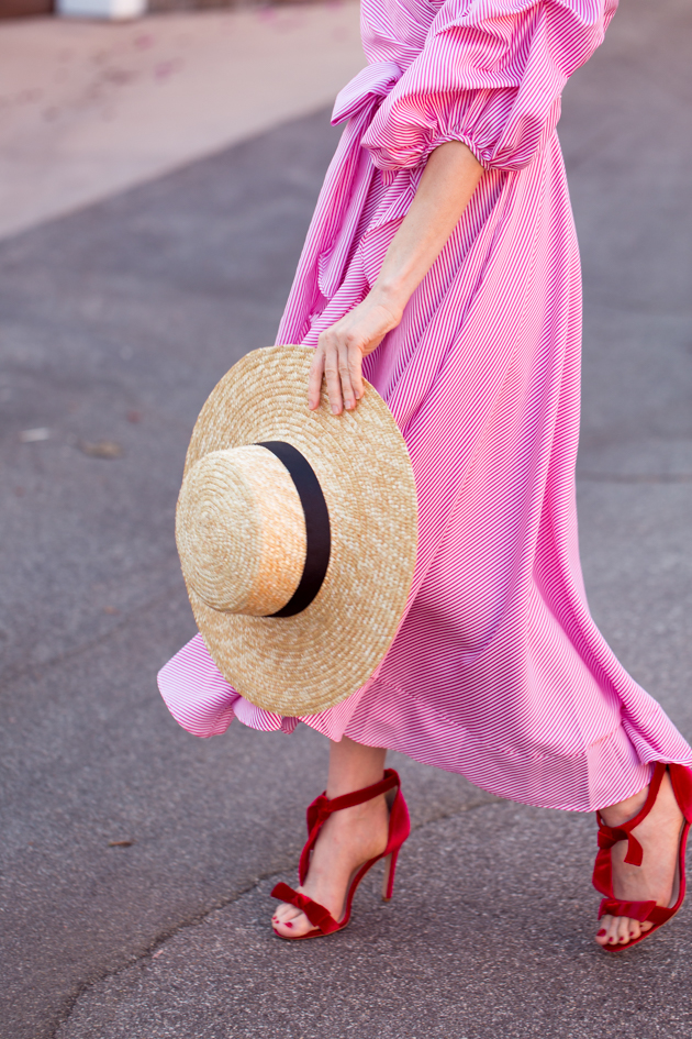 JJ's House Striped Dress, Lack of Color Boater Hat