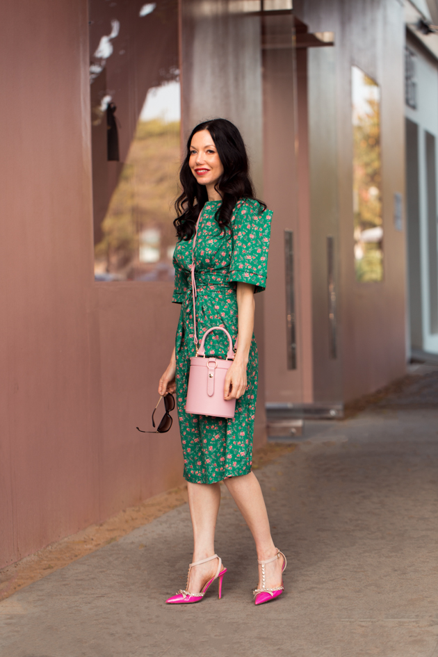 Green and sale pink floral dress