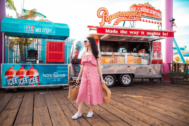 Summer Wardrobe, Visiting the Santa Monica Pier, Shein Striped Dress, Converse, Kayu Tote Bag, Lack of Color boat hat, OOTD, Who What Wearing, Summer Style, Fashion Trends, Floral Print Dress, What to wear in the Summer, Fashion Blogger Style, OOTD Inspo, street style stalking, outfit ideas, date night look, Fashion Bloggers, Dress with Sneakers, Outfit Inspiration, Trends, Outfits, Pretty Little Shoppers #Summerstyle #santamonicapier #fashionblogger #whowhatwearing #ootd #lafashionblogger 