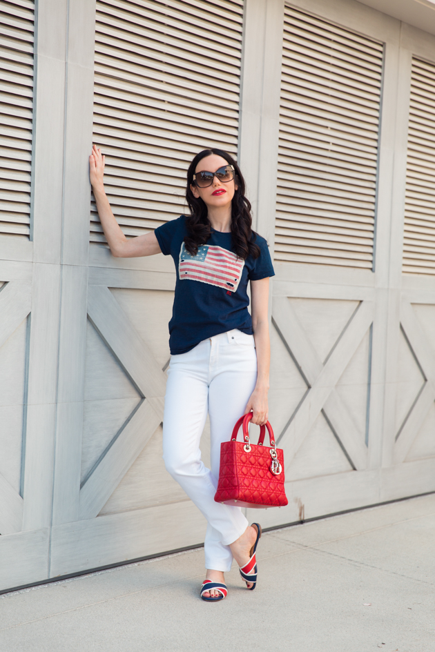 White Jeans for Labor Day, Mott and Bow Jeans, T-shirt style, Denim Style, Jeans and a T Shirt, OOTD, Red Bag, Who What Wearing, Summer Style, Fashion Trends, What to wear for Labor Day, Fashion Blogger Style, OOTD Inspo, street style stalking, outfit ideas, How to Style White Jeans, Fashion Bloggers, Outfit Inspiration, Trends, Outfits, Pretty Little Shoppers, Mo Summers Photography #Summerstyle #fashionblogger #whowhatwearing #ootd #lafashionblogger #mottandbow #labordaylook #whitejeans