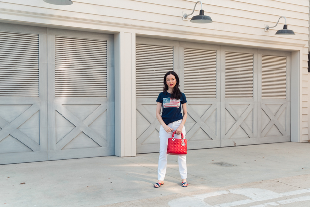 White Jeans for Labor Day, Mott and Bow Jeans, T-shirt style, Denim Style, Jeans and a T Shirt, OOTD, Red Bag, Who What Wearing, Summer Style, Fashion Trends, What to wear for Labor Day, Fashion Blogger Style, OOTD Inspo, street style stalking, outfit ideas, How to Style White Jeans, Fashion Bloggers, Outfit Inspiration, Trends, Outfits, Pretty Little Shoppers, Mo Summers Photography #Summerstyle #fashionblogger #whowhatwearing #ootd #lafashionblogger #mottandbow #labordaylook #whitejeans