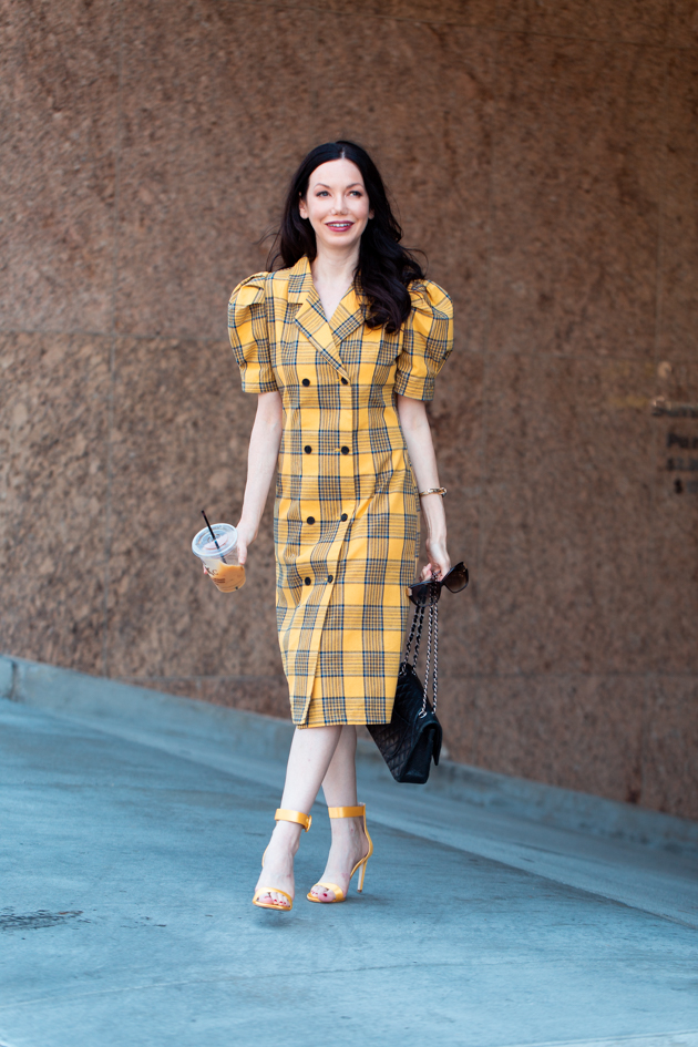 Plaid dress clearance yellow