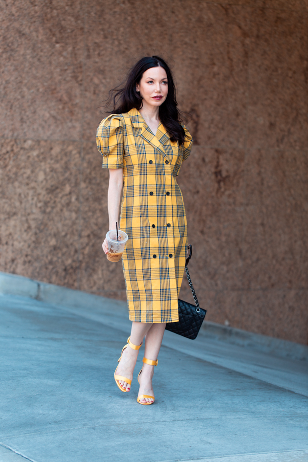 yellow plaid dress