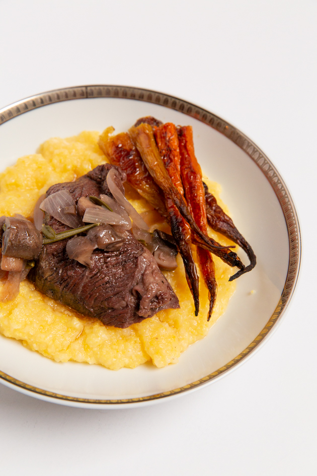 Grass-fed Pot Roast with Polenta and Roasted Carrots, Gluten-free dinner ideas, Organic recipes, farm to table, gluten-free dining, Halloween Entertaining, Halloween Party Ideas, Lifestyle Blogger, Entertaining Ideas, Entertaining at Home, Halloween Dinner Party, Sophisticated Halloween, Gluten-free entertaining, Comfort Food, Fall Recipes  #potroast #polenta #roastedcarrots#entertainingathome #dinnerparty #holidayentertaining #halloweenparty #halloweenentertaining #fallrecipes #comfortfood