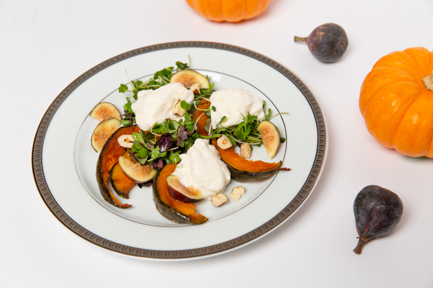 Pumpkin Burrata Salad with Fig Vinaigrette, Fall Dinner Menu, Easy Holiday Salad Recipe, Halloween Entertaining, Halloween Dinner Party Ideas, Lifestyle Blogger, Entertaining Ideas, Entertaining at Home, Dinner Party Inspiration, Lifestyle Blogger, Thanksgiving Ideas, Healthy Eating, Gluten-Free Recipes, Organic Eating, Nutrient Dense Cooking, Farm to Table  #entertainingathome #dinnerparty #holidaysalad #holidayentertaining #fallmenu #pumpkinsalad #burrata #holidaymenu #glutenfreeentertaining