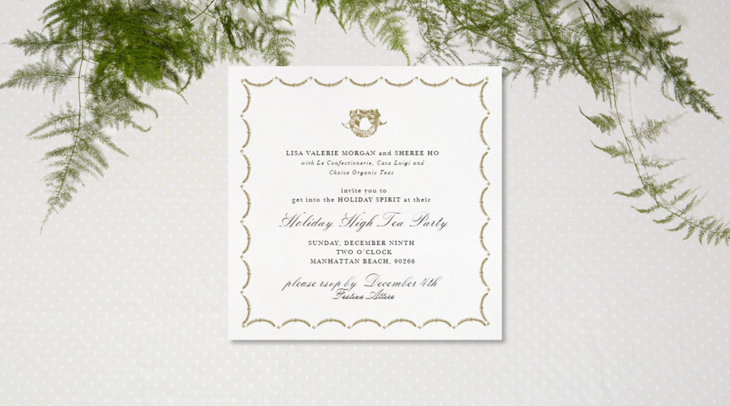 Holiday High Tea Party Invitation with Paperless Post #highteaparty #paperlesspost #partyinvitation