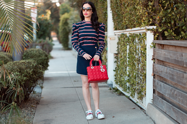 Fourth of July Look, Striped top and sneakers, The Fifth Label, Tommy Hilfiger, Red White and Blue Style, OOTD, Red Bag, Who What Wearing, Summer Style, Fashion Trends, What to wear for Fourth of July, Fashion Blogger Style, OOTD Inspo, street style stalking, outfit ideas, How to Style A Striped Top, Fashion Bloggers, Outfit Inspiration, Trends, Outfits, Pretty Little Shoppers, Mo Summers Photography #stripedtop #fourthofjuly #fashionbloggerstyle #Summerstyle #whowhatwearing #lafashionblogger