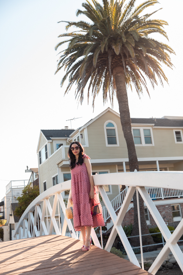 Sister Jane, Pink Summer Dress, Lack of Color Boater Hat, Gucci Sunglasses, Summer Style, Summer Fashion, What to wear in the Summer, Seasonal Style, How to dress for Summer What to wear, Ladylike style, Los Angeles Fashion Blogger, Personal Style, Outfit Inspiration, OOTD Inspo, street style stalking, Preppy Style, Parisian Chic, Classic and Feminine, Venice Beach Canals, How to style a midi dress #dreamsisterjane #summerstyle #ootd #boaterhat #lackofcolor #sisterjane #rayethelabel 