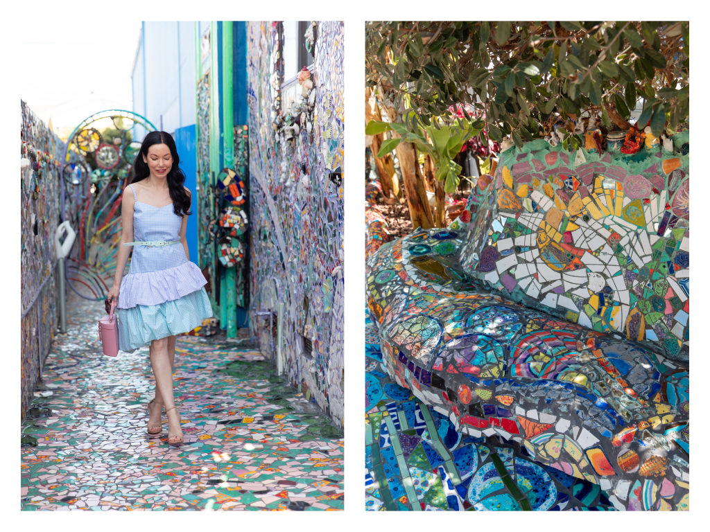 The Mosaic Tile House, Venice Beach, Things to do in Los Angeles, Our favorite LA and California hotspots. Local Artists, Los Angeles, California, where to go, where the locals go, travel destinations, things to do with kids, afternoon excursions, Summer Adventures, Pretty Little Shoppers Blog, Lisa Valerie Morgan, Mo Summers Photography, Petersyn Clothing, LPA the Label, Summer Style, Gingham Dress #themosaictilehouse #venicebeach #afternoonadventures #petersyn #lpathelabel #ginghamdress