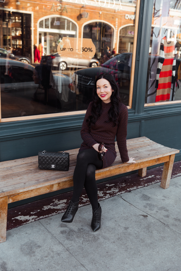 Ellejay Mini Dress, Winter Fashion, How to Style a Mini Dress in Winter, Steve Madden Boots, Chanel Bag, Los Angeles Fashion Blogger, OOTD, Nuuly Rental Service