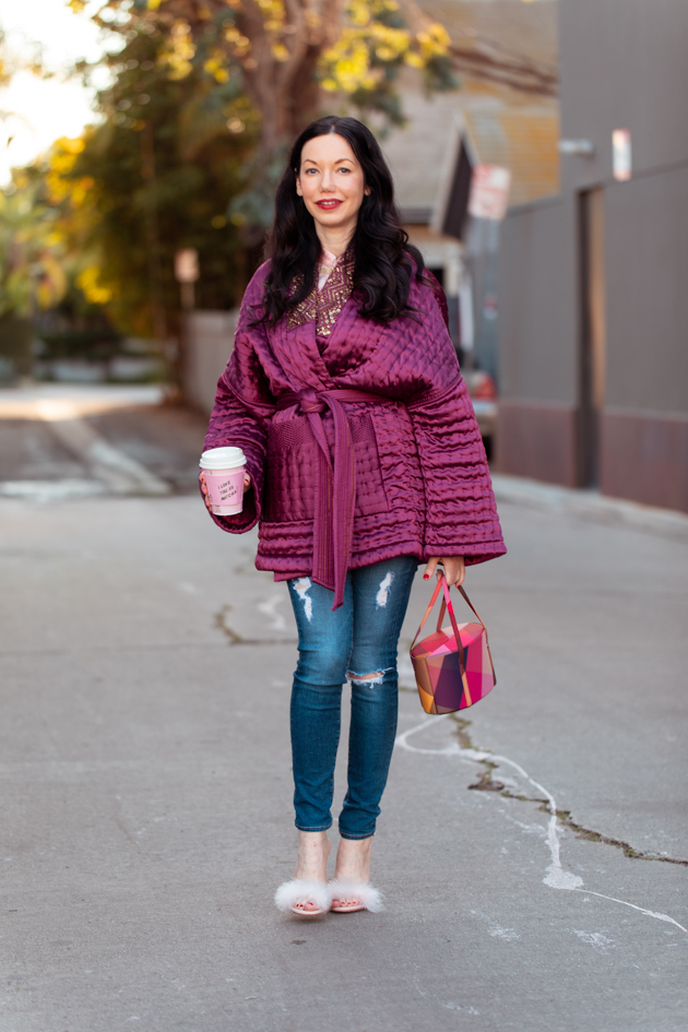 Anthropologie Kimono Jacket, Comfy and Casual Winter Look, Los Angeles Fashion Blogger, What to wear in Winter, Cute Winter Looks, Kimono and Jeans, AG jeans, Pop & Suki, Anthropologie, Fashion Blogger Style, How to Style Denim, Nuuly Rental Service #Anthropologie #PopandSuki 