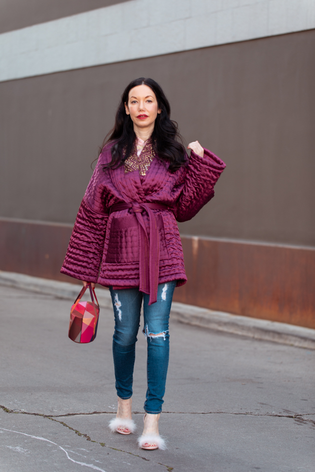Anthropologie Kimono Jacket, Comfy and Casual Winter Look, Los Angeles Fashion Blogger, What to wear in Winter, Cute Winter Looks, Kimono and Jeans, AG jeans, Pop & Suki, Anthropologie, Fashion Blogger Style, How to Style Denim, Nuuly Rental Service #Anthropologie #PopandSuki 