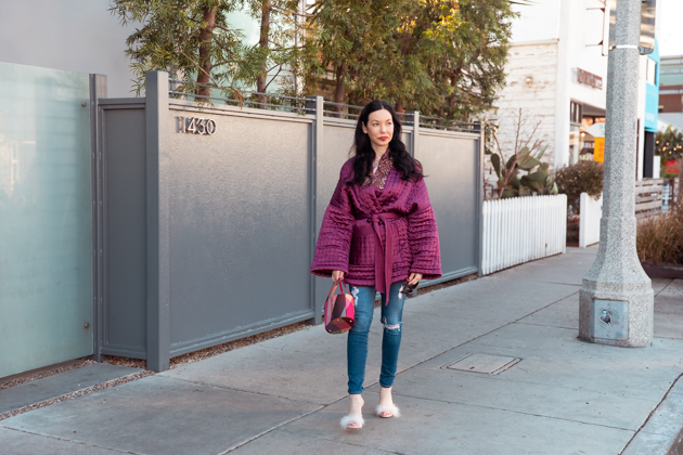 Anthropologie Kimono Jacket, Comfy and Casual Winter Look, Los Angeles Fashion Blogger, What to wear in Winter, Cute Winter Looks, Kimono and Jeans, AG jeans, Pop & Suki, Anthropologie, Fashion Blogger Style, How to Style Denim, Nuuly Rental Service #Anthropologie #PopandSuki 