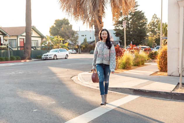 LoveShackFancy Cardigan for Valentine's Day featured by top LA fashion blog, Pretty Little Shoppers | LoveShackFancy Heart Cardigan, Sweater Weather, Comfy and Casual Look, Los Angeles Fashion Blogger, What to wear in Winter, Cute Winter Looks, Sweater and Jeans, AG jeans, Tammy and Benjamin, Fashion Blogger Style, How to Style jeans with boots #LoveShackFancy 