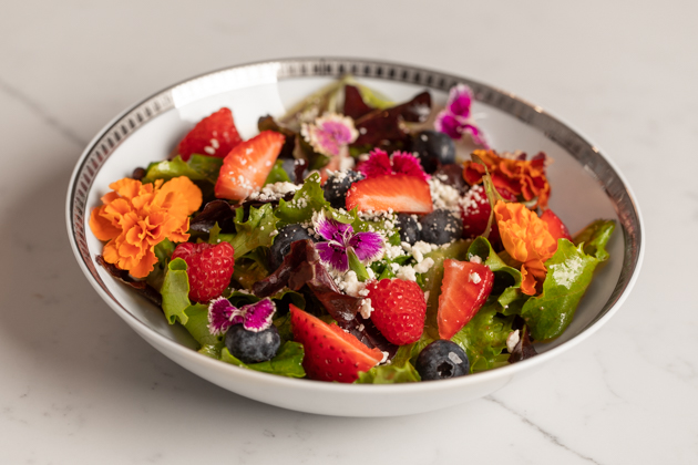 Berry and Goat Cheese Salad with Edible Flowers Recipe featured by top LA healthy lifestyle blogger, Pretty Little Shoppers