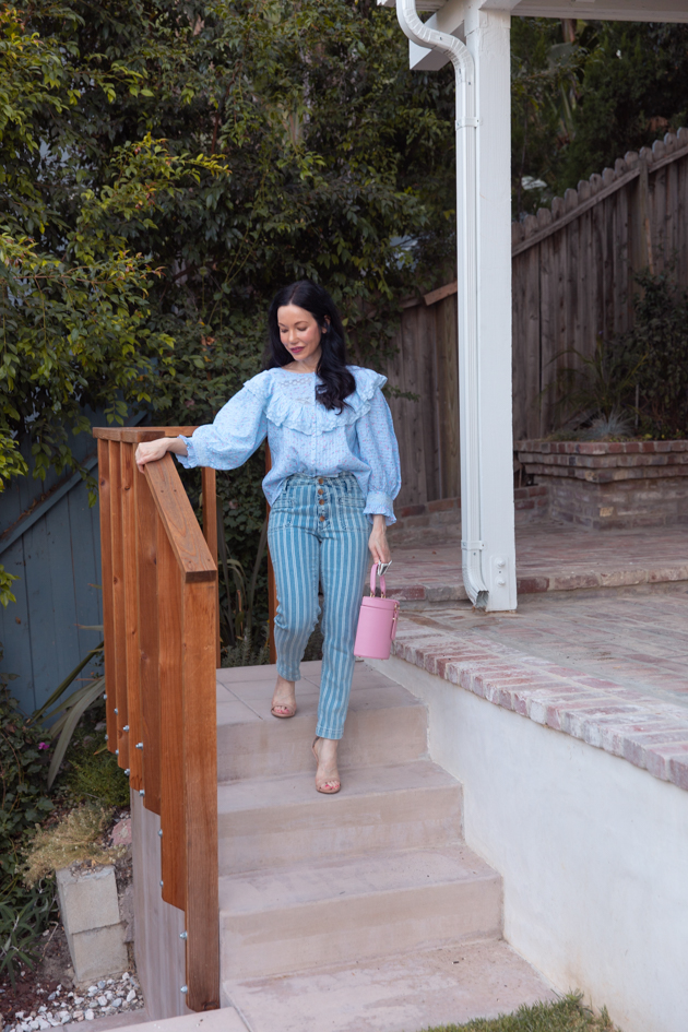 Fall Transitional Look: Pastels, How to wear pastels for Fall, LoveShackFancy, LPA the Label, Italic Cateye sunglasses, Pilcro and the Letterpress, What to wear this Fall, Fall Fashion Trends, Los Angeles Fashion Blogger, Pretty Little Shoppers Blog, Lisa Valerie Morgan  #FallPastels #FallFashion2020 #FallTransitionalLook