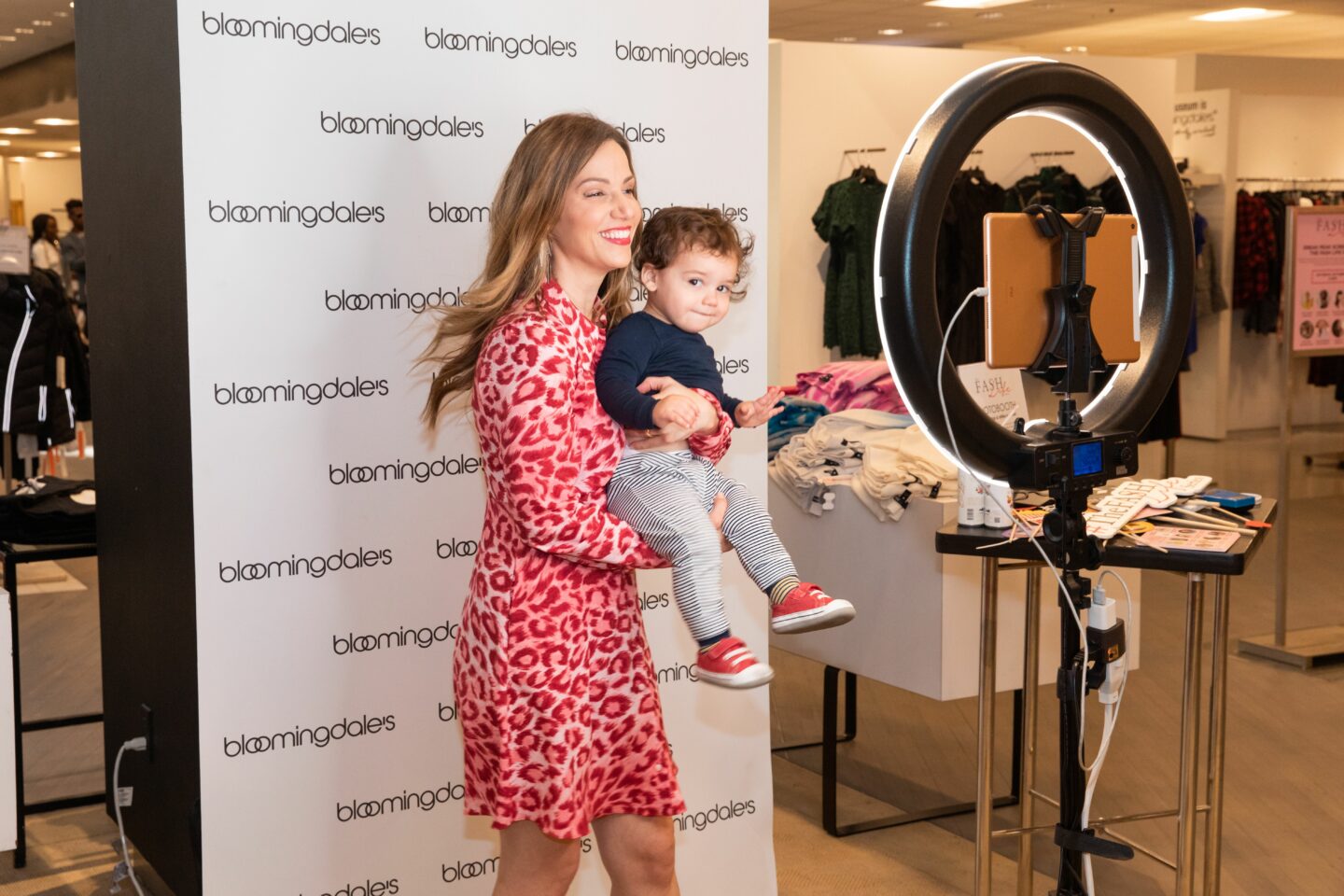 Stuart Brazell with son Asher at The Fash Life Series x Bloomingdale's Beverly Center Sneak Peek Party