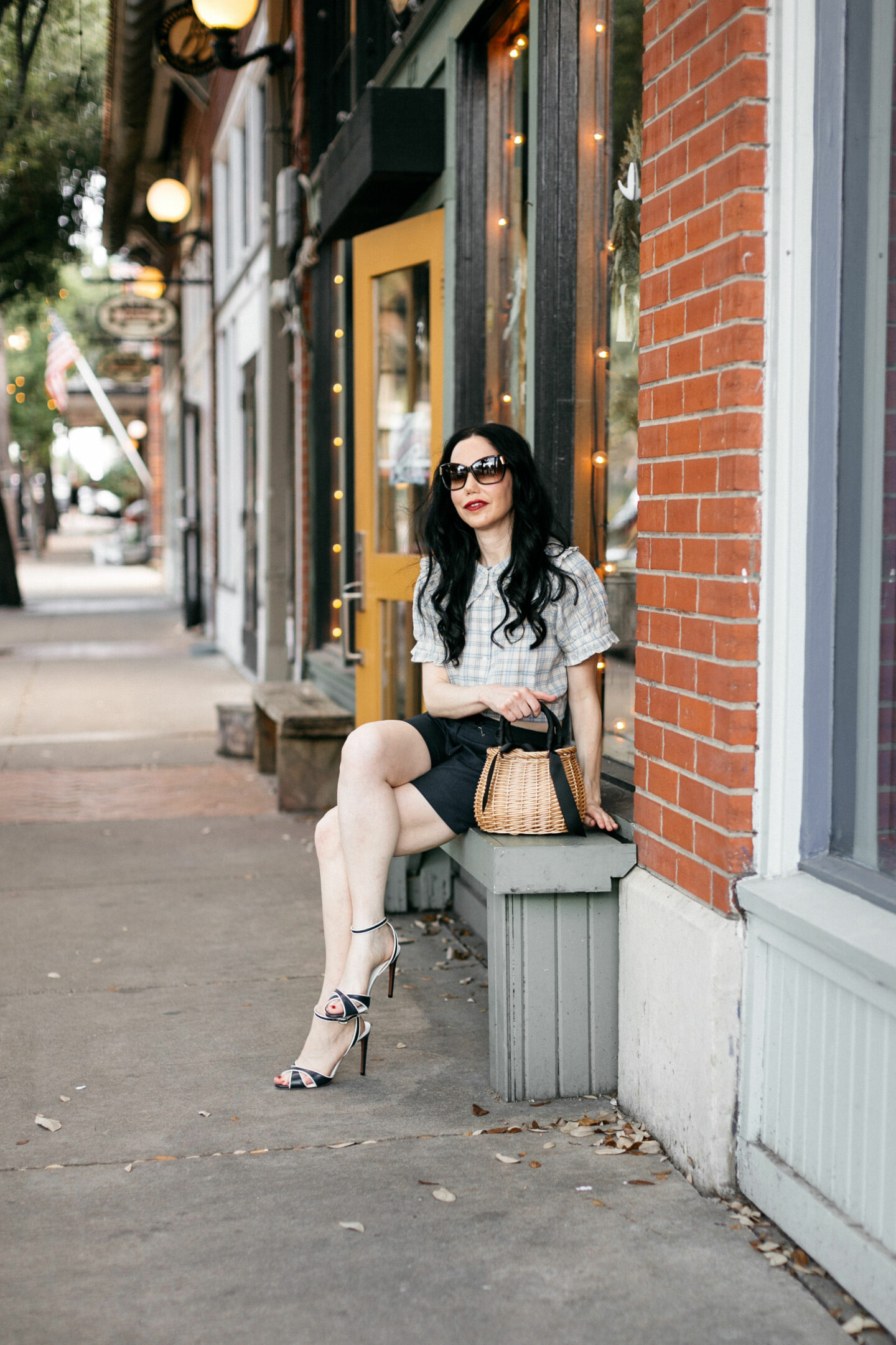 Doen Shirt and Linen Shorts, a fall transitional look styled by top Dallas fashion blogger, Pretty Little Shoppers.