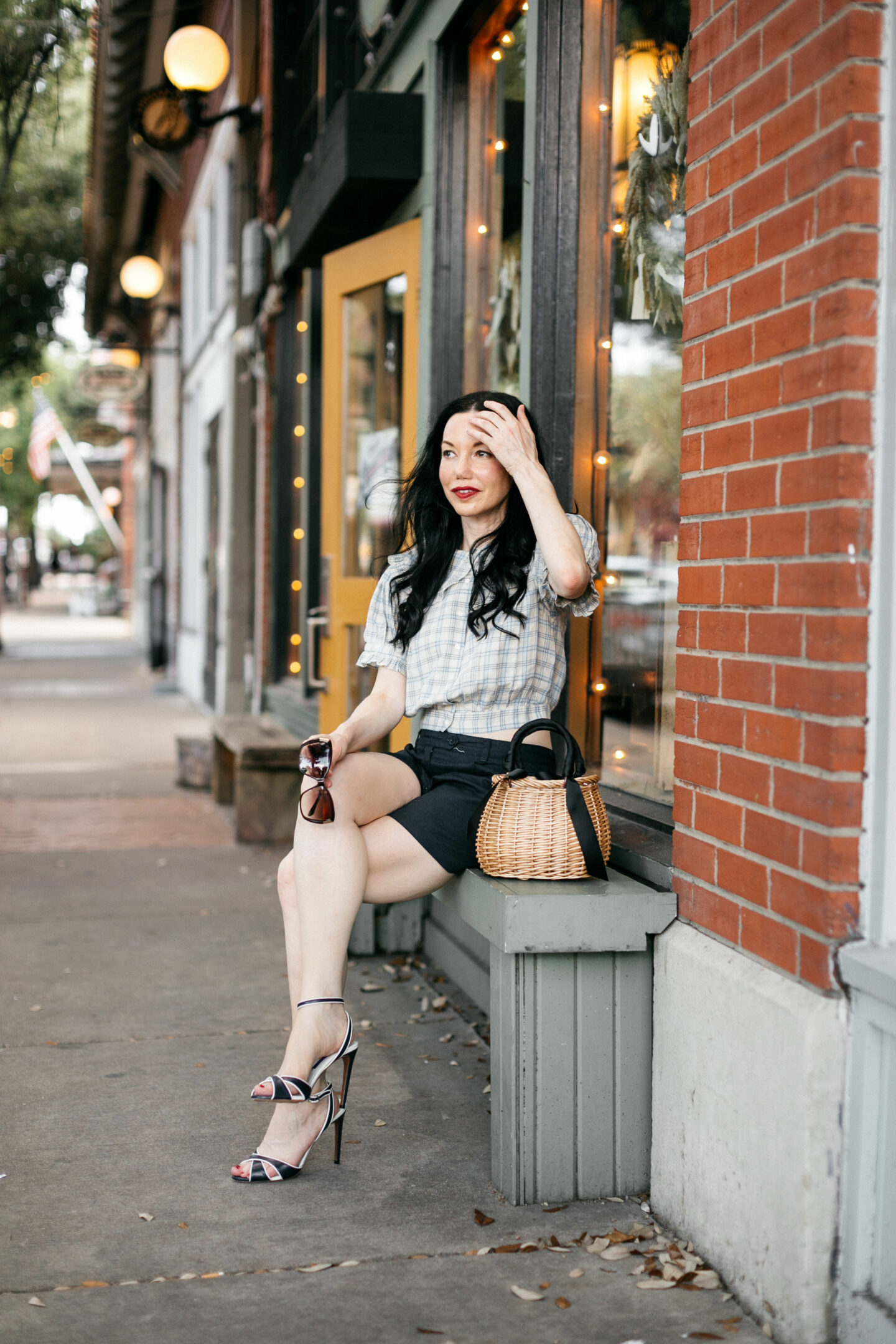 Doen Shirt and Linen Shorts, a fall transitional look styled by top Dallas fashion blogger, Pretty Little Shoppers.
