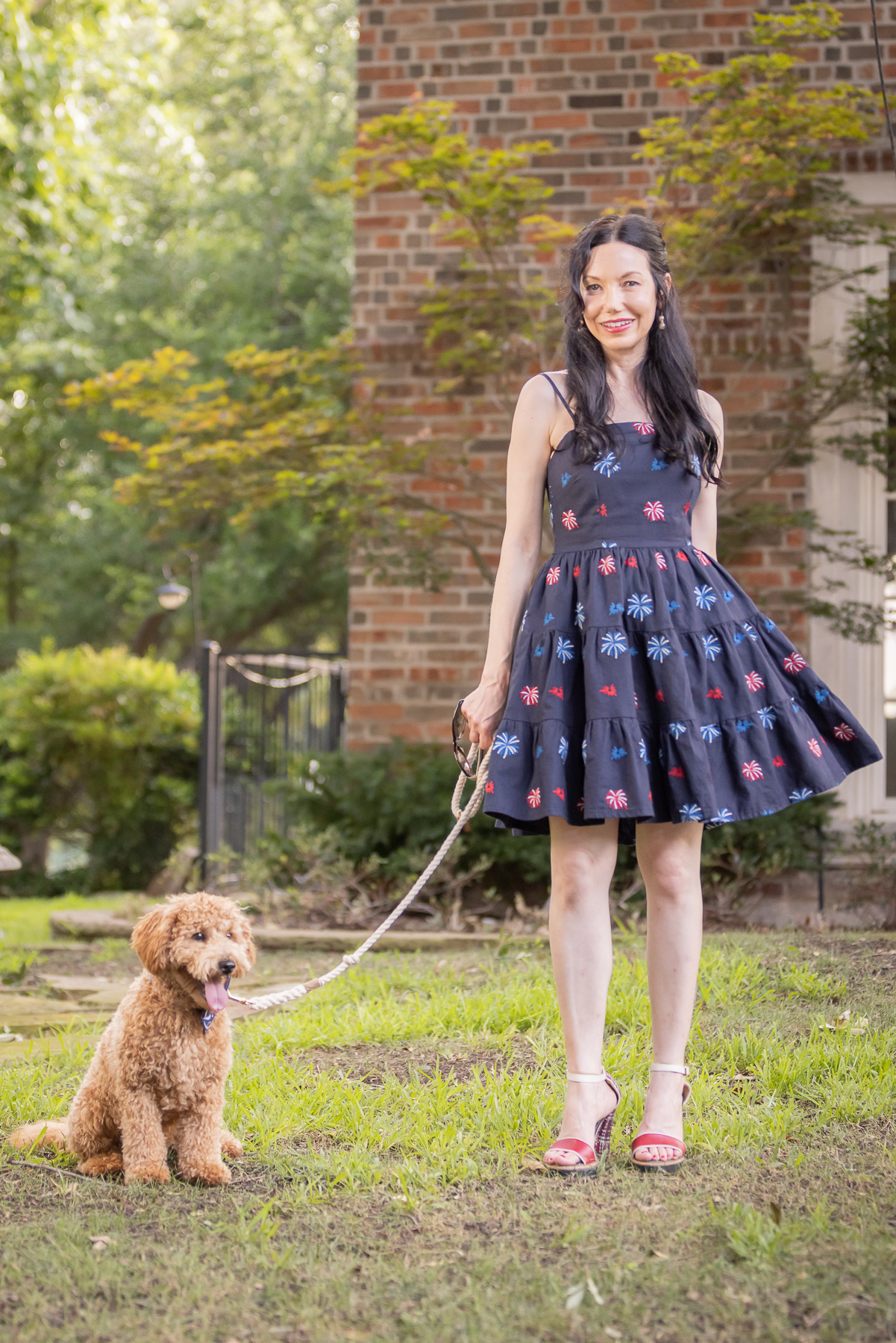 4th of July Dog Bowtie, Mini Goldendoodle Puppy,  Kiel James Patrick American Celebration Dress