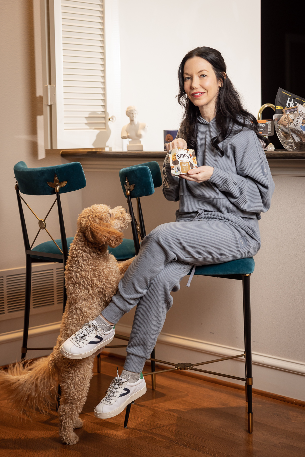 Dallas Home Interior, Alo Yoga Muse Hoodie and Sweatpant Set, Adaptogens, Healthy Snacks, Home Update, Mini Goldendoodle Puppy, Jonathan Adler Rider Counter Stools, Home Bar, Siren Protein Bites