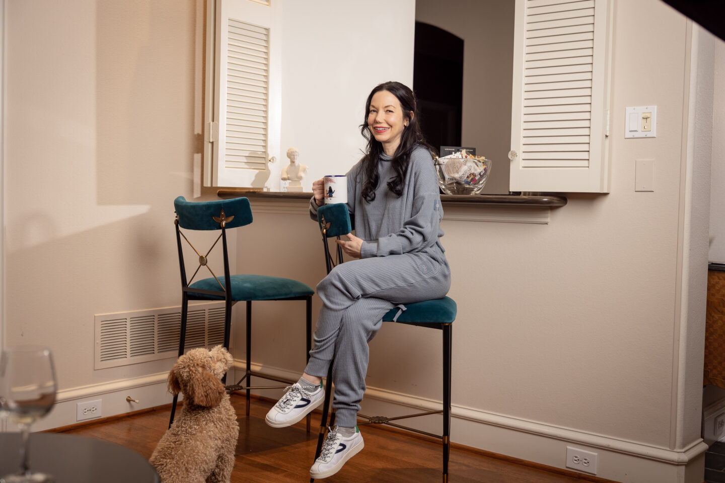 Dallas Home Interior, Alo Yoga Muse Hoodie and Sweatpant Set, Adaptogens, Healthy Snacks, Home Update, Mini Goldendoodle Puppy, Jonathan Adler Rider Counter Stools, Home Bar, Yappy.com custom mug 