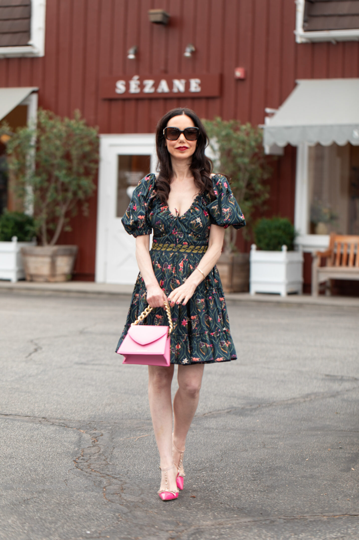 Dallas Lifestyle Blogger, AGUA by Agua Bendita dress, Kate Spade pumps, Tammy & Benjamin Bag, Sezane, Brentwood Country Market, Parisian Style