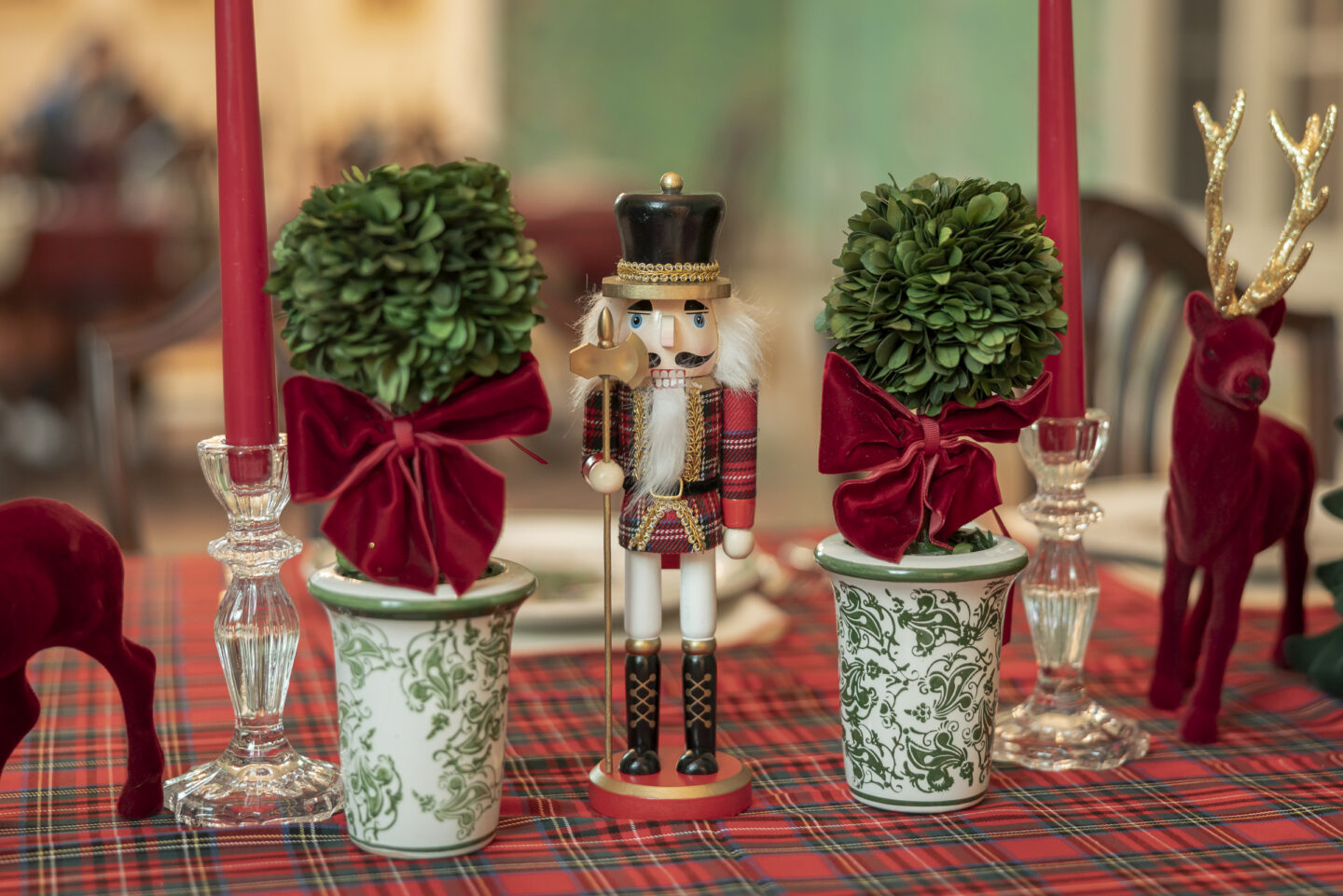 Mrs. Alice "Joy of Christmas" Tablescape with Nutcracker and Chinoiserie Vase