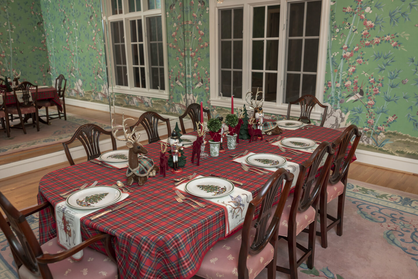 Mrs. Alice Tablescape and Tartan Tablecloth